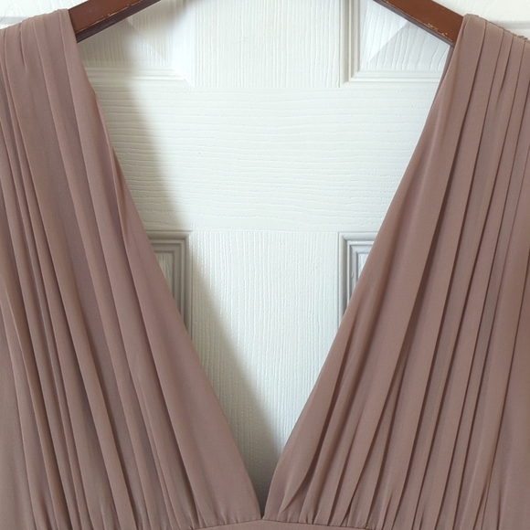 Lulus Heavenly Hues Sleeveless Plunging V-Neck High Slit A-Line Maxi Dress Taupe - Picture 3 of 16
